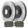 Front Drilled Slotted Brake Rotors Black and Ceramic Pads Kit Driver and Passenger Side
