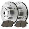 Front Drilled Slotted Brake Rotors Silver and Ceramic Pads Kit Driver and Passenger Side