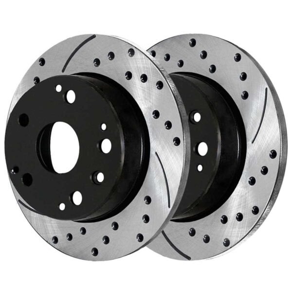 Rear Drilled Slotted Brake Rotors Black Set of 2 Driver and Passenger Side