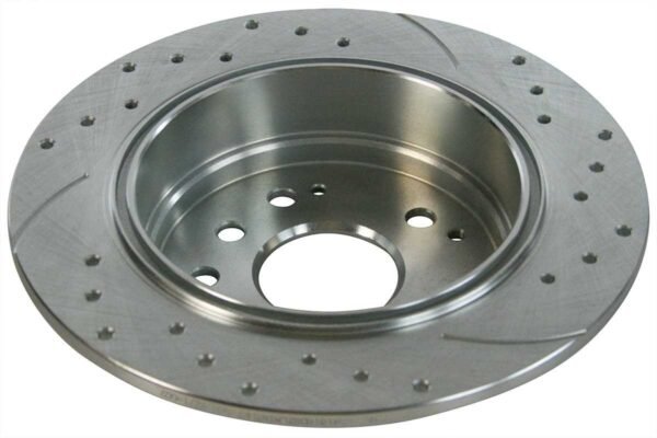 Rear Drilled Slotted Brake Rotors Silver Set of 2 Driver and Passenger Side