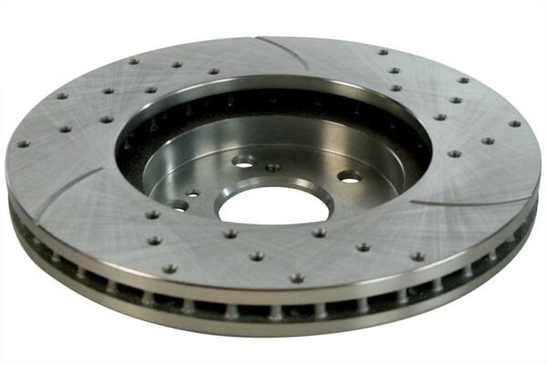 Front and Rear Drilled Slotted Brake Rotors Silver Set of 4