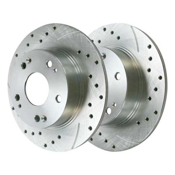 Rear Drilled Slotted Brake Rotors Silver Set of 2 Driver and Passenger Side