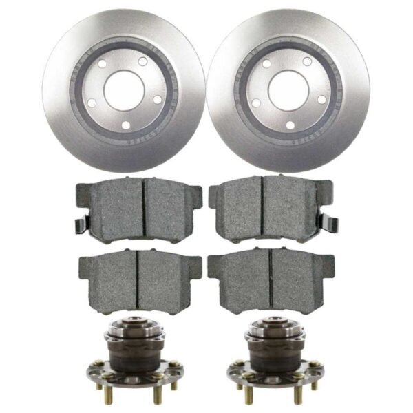 Rear Wheel Bearing Hub Assembly Brake Rotors Ceramic Pads Kit Driver and Passenger Side