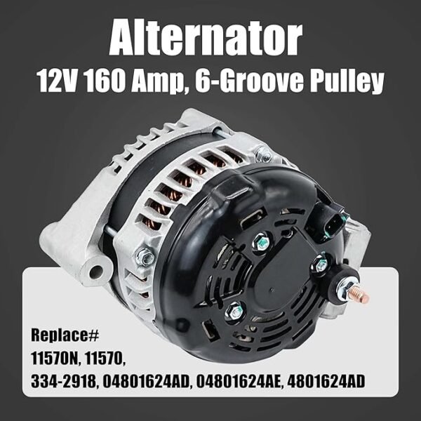 LEVANLIGHT | Alternator | Compatible with Chrysler 200, Town & Country； Dodge Avenger ；Ram ；Volkswagen Routan | V6 3.6L, 12V 160 Amp, 6-Groove Pulley | REPLACE# 11570N 4801624AE - Image 6
