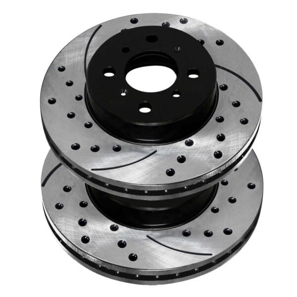 Front Drilled Slotted Brake Rotors Black Set of 2 Driver and Passenger Side