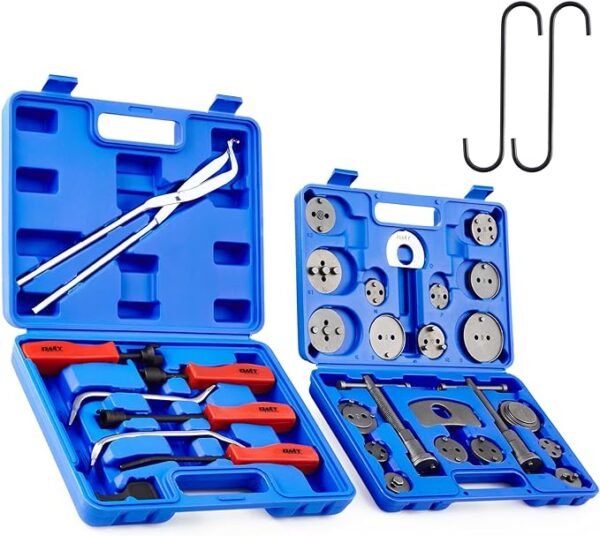 Orion Motor Tech 32pc Dual Brake Tools, 2 in 1 Caliper Compression Tool and Drum Brake Tool Kit, Brake Caliper Tool Kit and Drum Brake Tool with Brake Spring Tool Compressor Pliers Installer Remover