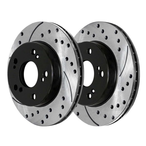 Front Drilled Slotted Brake Rotors Black Set of 2 Driver and Passenger Side