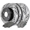 Front and Rear Drilled Slotted Brake Rotors Black and Ceramic Pads Kit
